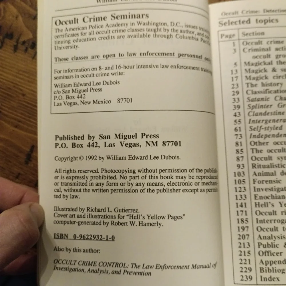 Occult Crime Detection Investigation Verification William Dubois 1992 Book